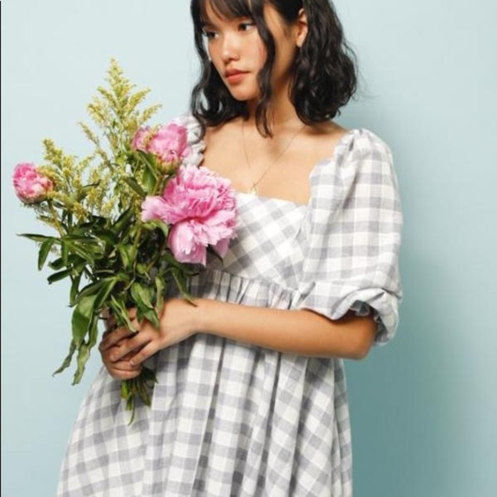 NWT Storia Puff Sleeve Gingham Mini Dress (Size: S)